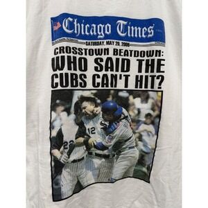 Vintage Chicago Times Cubs Baseball T Shirt White Size XL